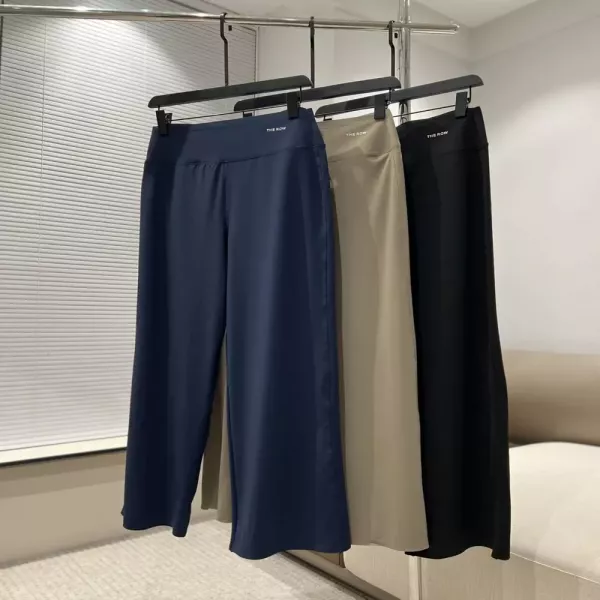 더로우 하이웨이스트 와이드 여성용 캐쥬얼 팬츠