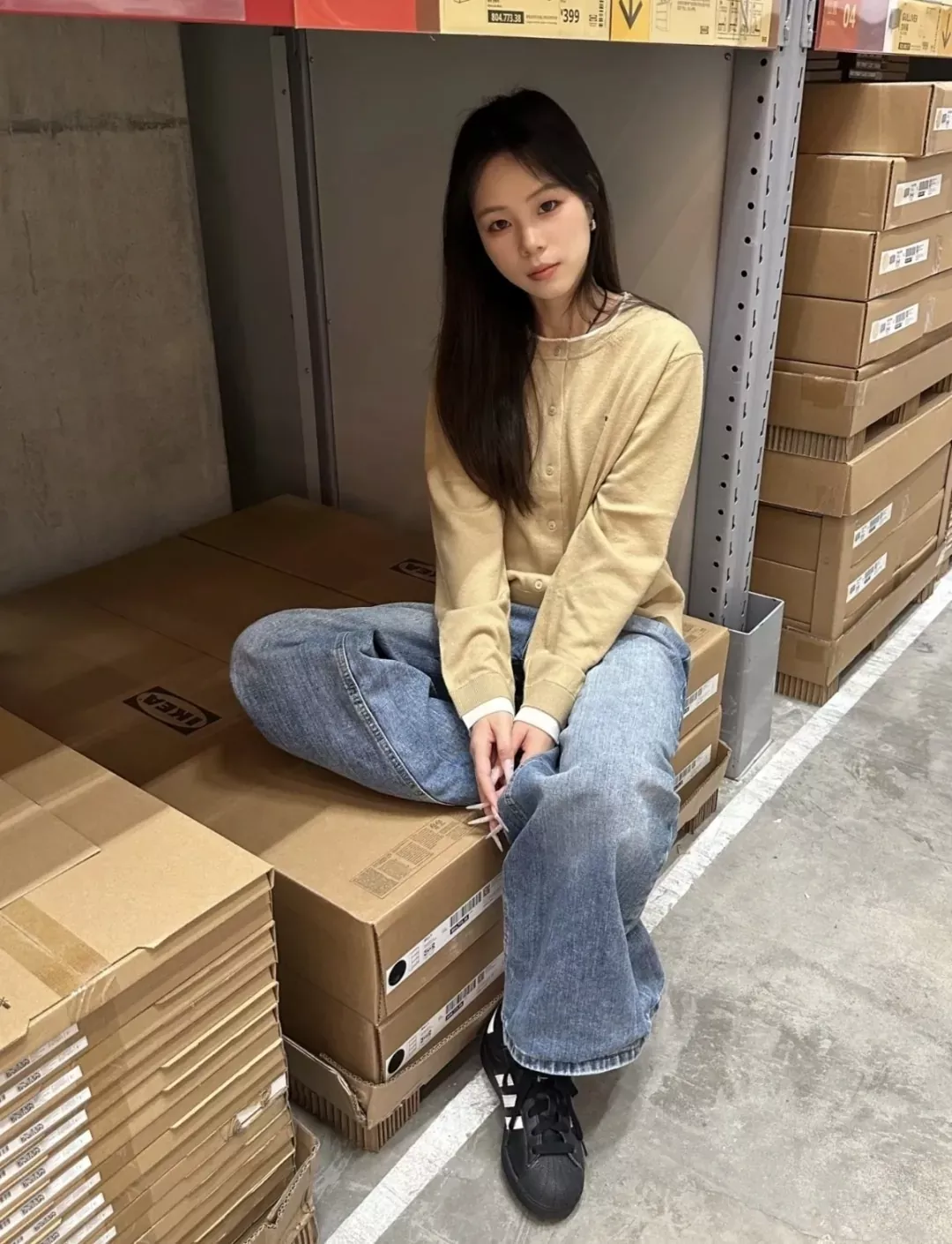 헤지스 배색 레이어드 여성용 긴소매 가디건 상세 이미지 59