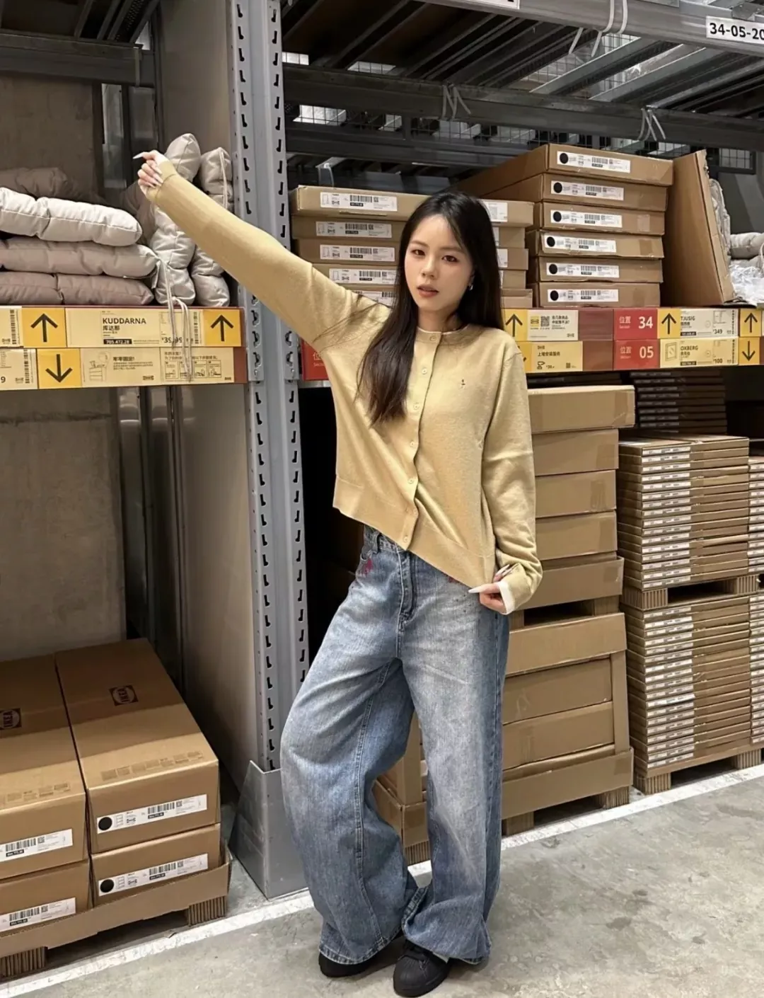 헤지스 배색 레이어드 여성용 긴소매 가디건 상세 이미지 60