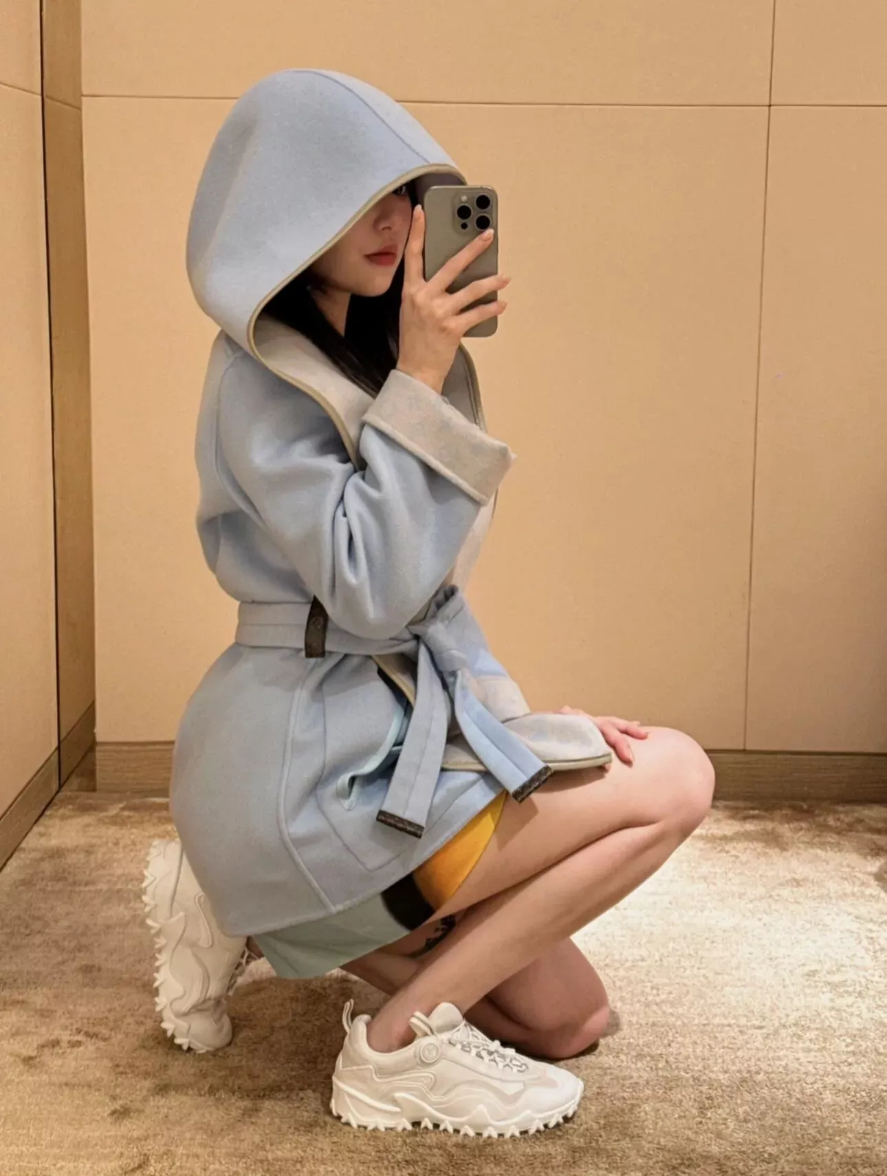 루이비통 랩 스타일 후드 여성용 쇼트 코트 상세 이미지 21