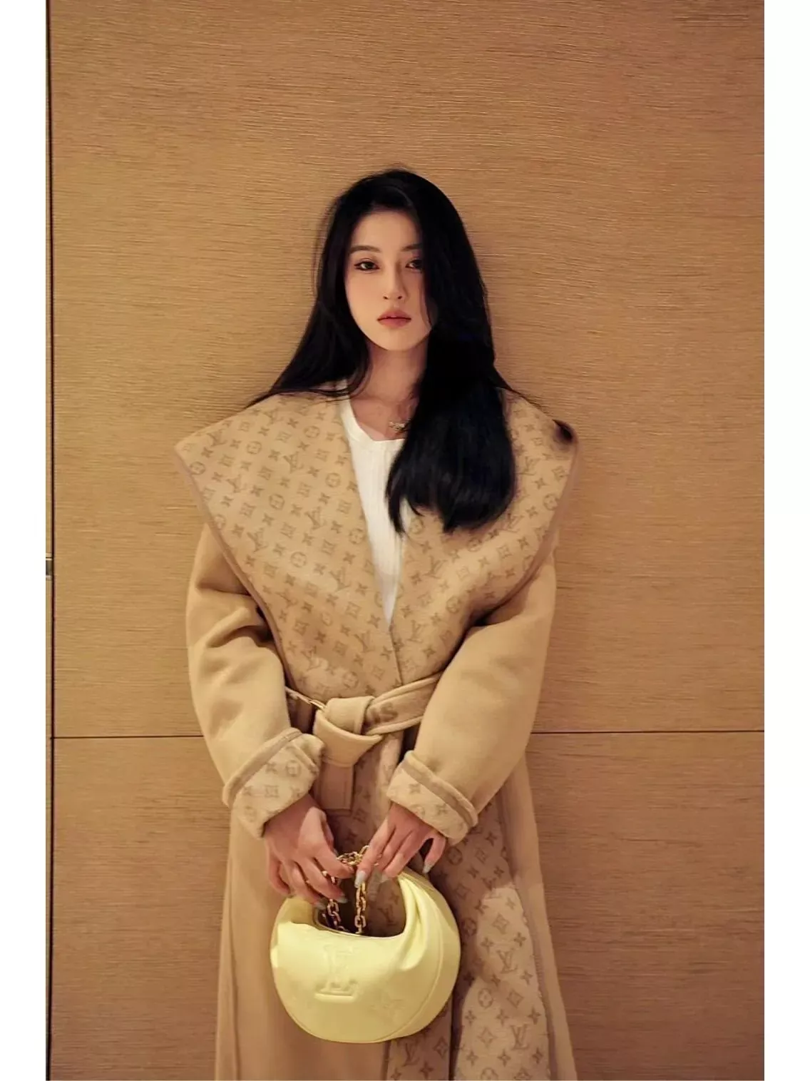 루이비통 랩 스타일 후드 여성용 롱 코트 상세 이미지 19