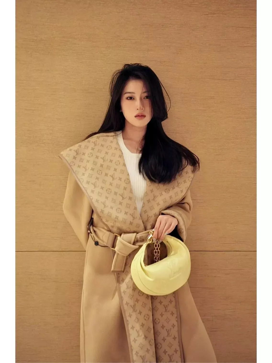 루이비통 랩 스타일 후드 여성용 롱 코트 상세 이미지 20