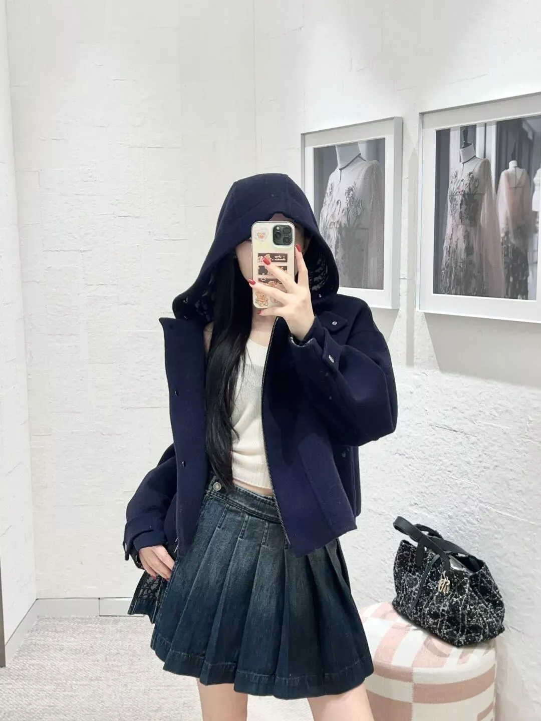 디올 지퍼 후드 숏기장 여성용 쇼트 코트 상세 이미지 24