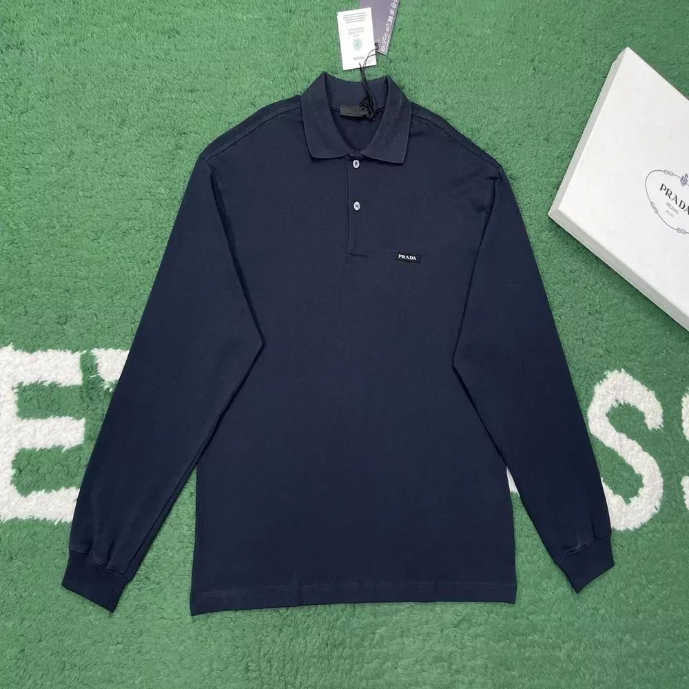 프라다 긴소매 코튼 남녀공용 긴소매 티셔츠