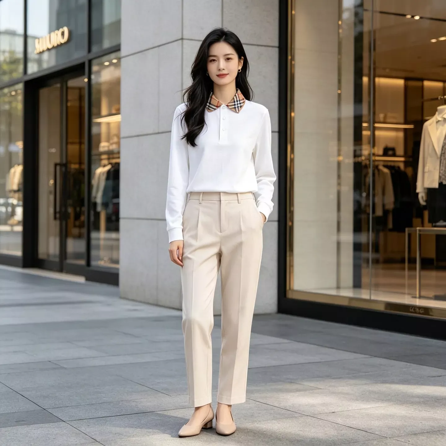 버버리 체크 칼라 긴소매 남녀공용 긴소매 티셔츠 상세 이미지 12
