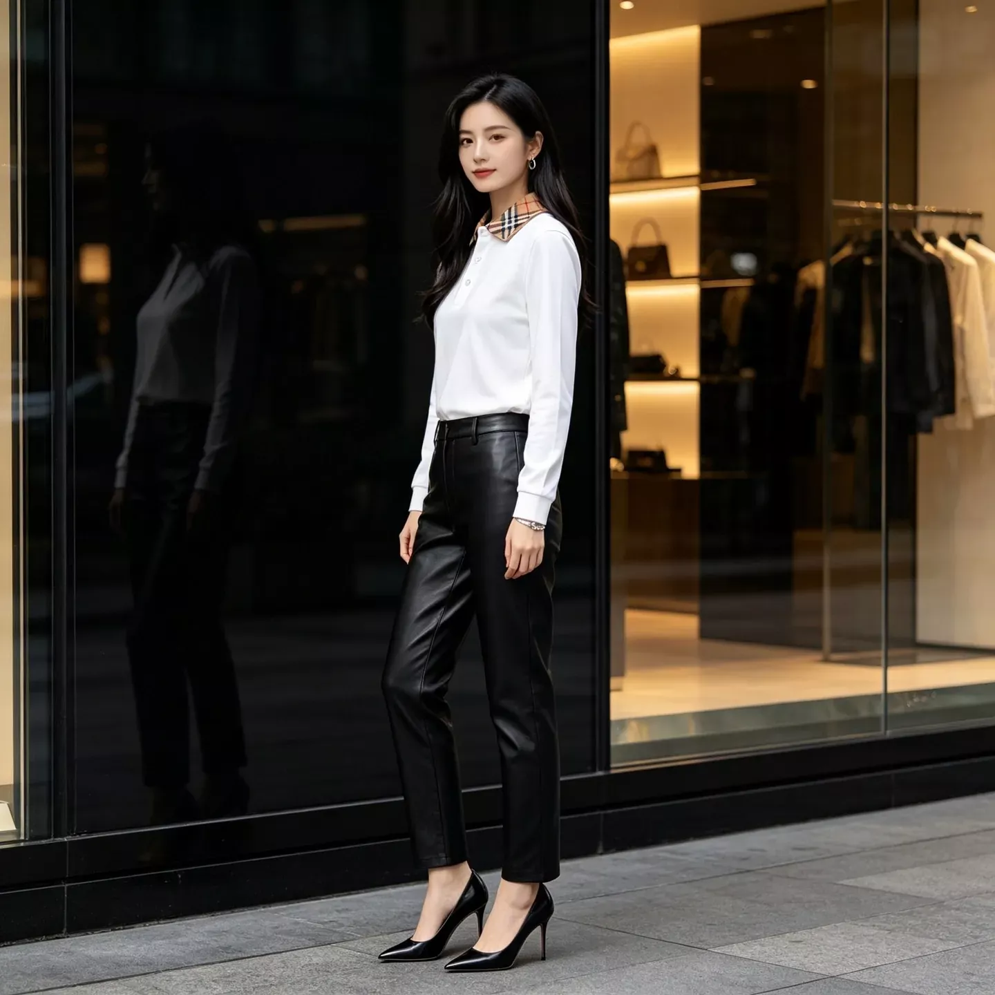 버버리 체크 칼라 긴소매 남녀공용 긴소매 티셔츠 상세 이미지 14