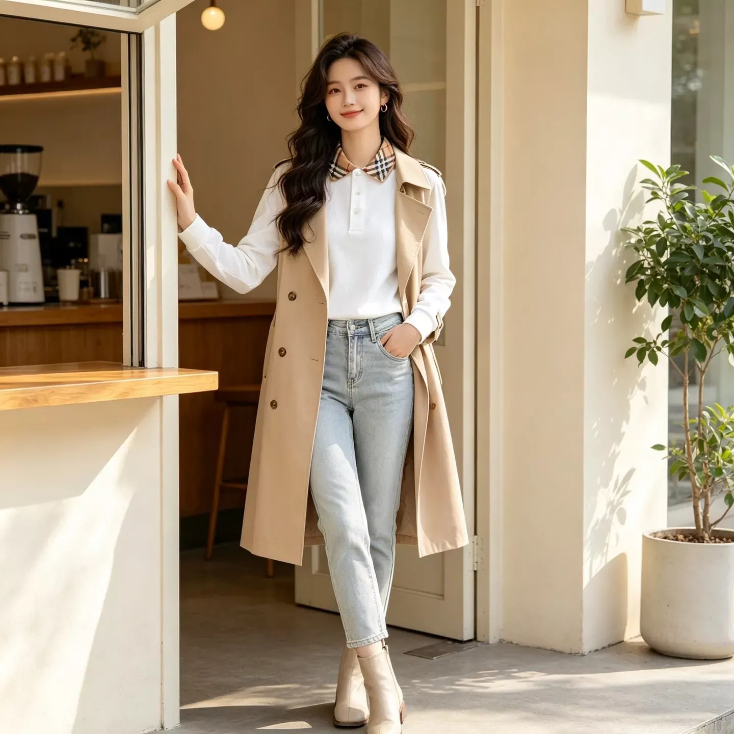 버버리 체크 칼라 긴소매 남녀공용 긴소매 티셔츠 상세 이미지 19