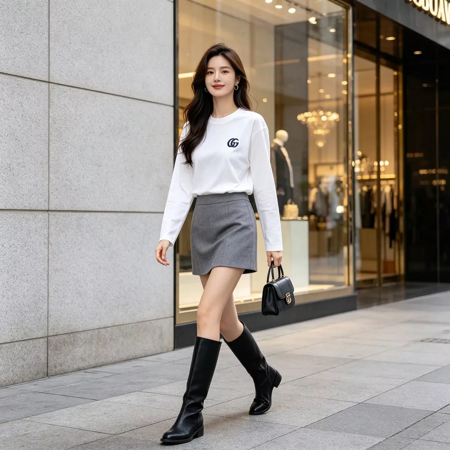 구찌 더블 G 자수 레터링 남녀공용 긴소매 티셔츠 상세 이미지 14