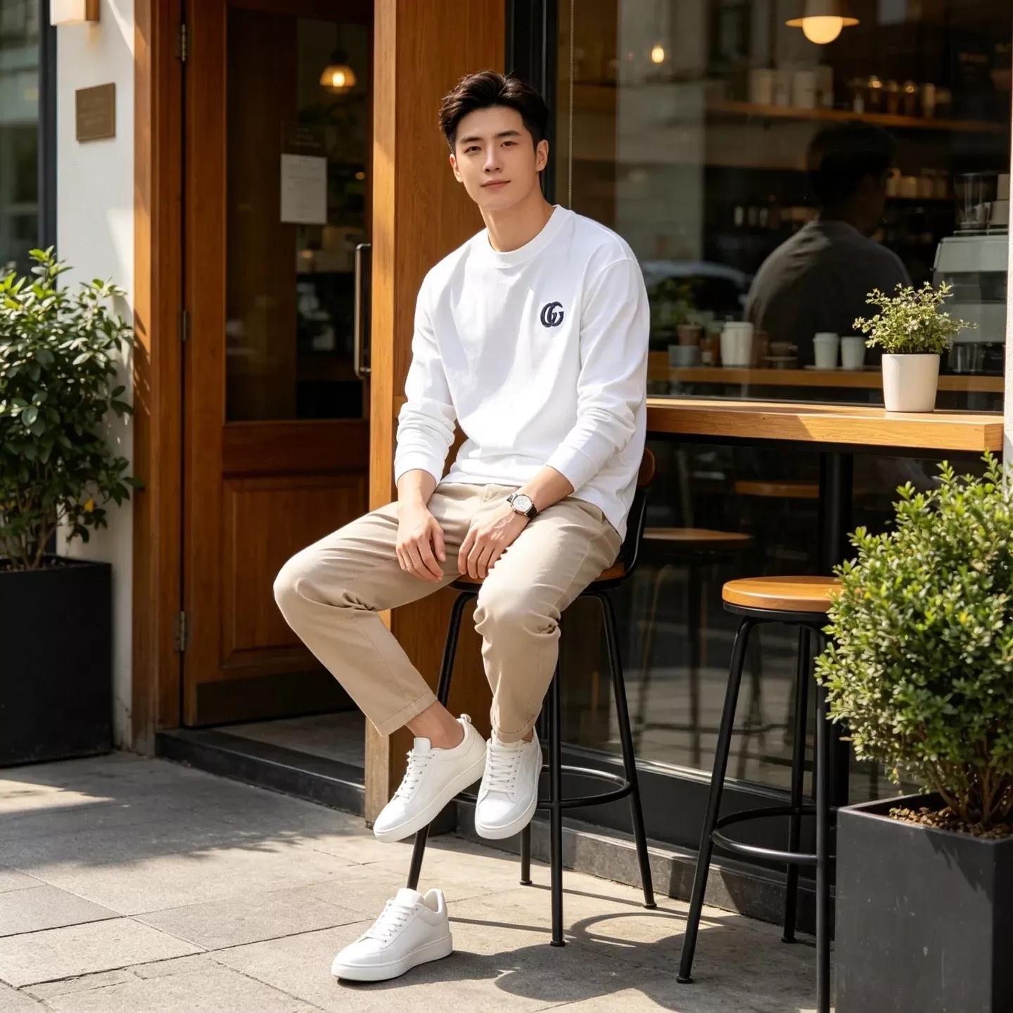 구찌 더블 G 자수 레터링 남녀공용 긴소매 티셔츠 상세 이미지 15
