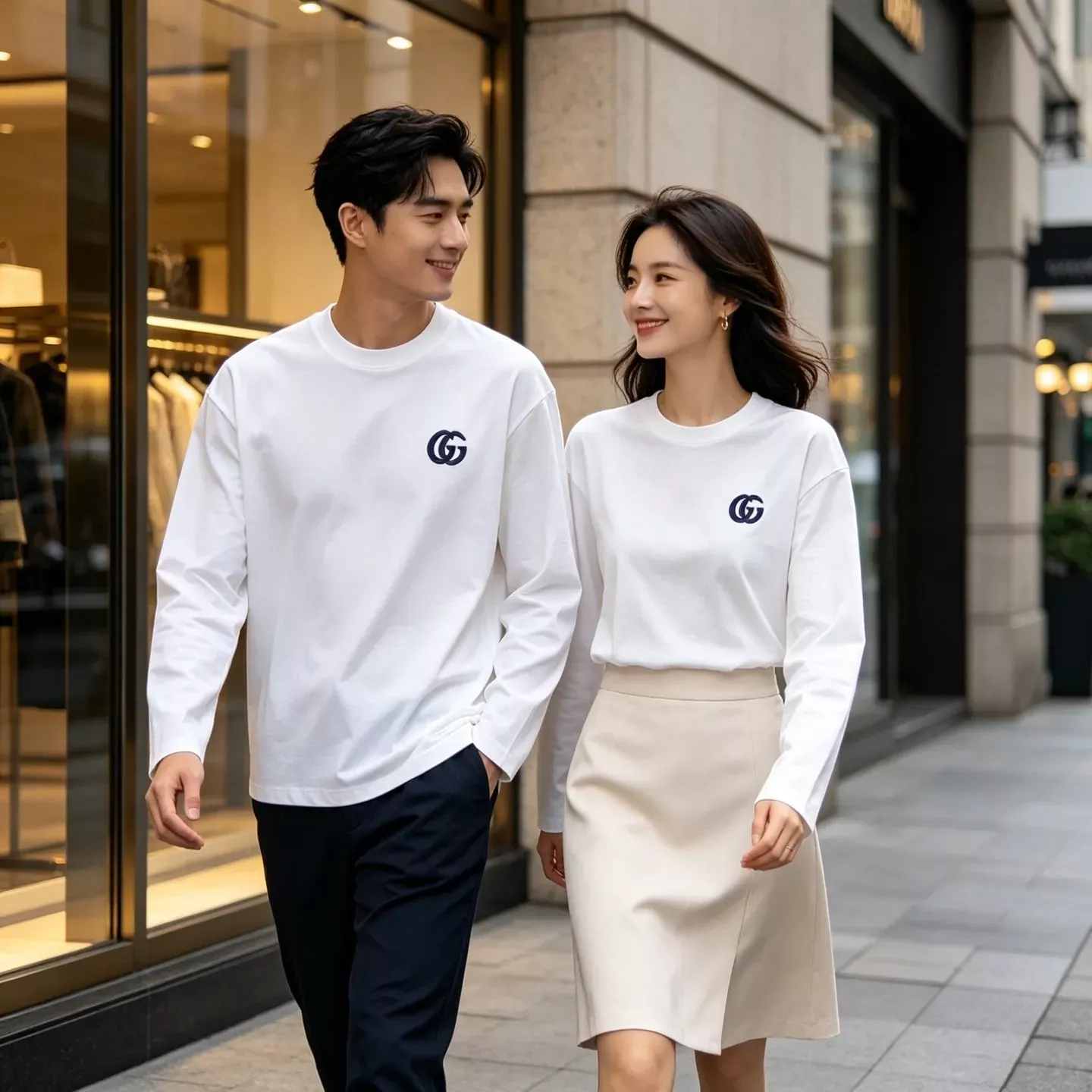 구찌 더블 G 자수 레터링 남녀공용 긴소매 티셔츠 상세 이미지 18