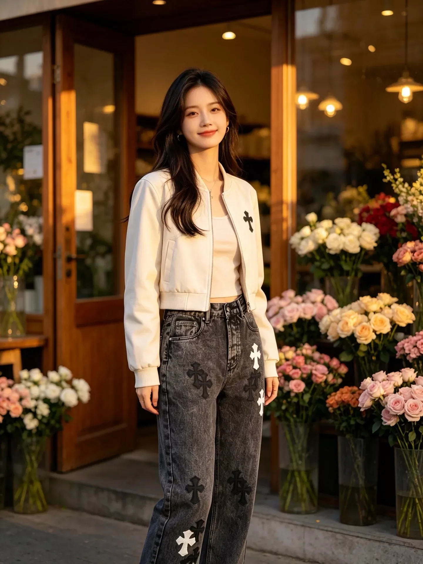 크롬하츠 십자가 패치 워싱 남녀공용 데님 팬츠 상세 이미지 14