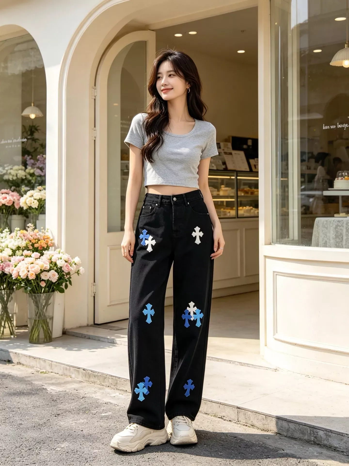 크롬하츠 십자가 패치 워싱 남녀공용 데님 팬츠 상세 이미지 14
