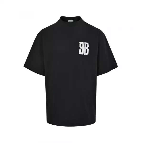 발렌시아가 BB 글리터 프린트 남녀공용 반소매 티셔츠