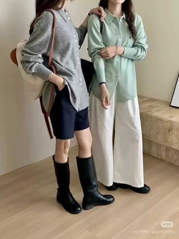 랄프로렌 자수 카라 니트 여성용 긴소매 가디건 상세 이미지 14