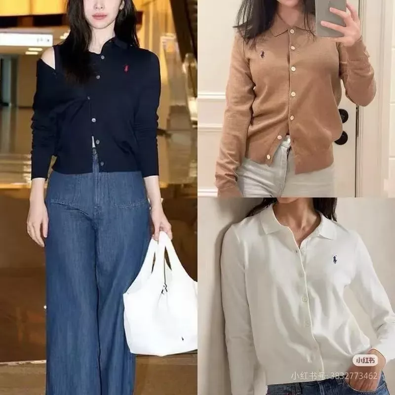 랄프로렌 자수 카라 니트 여성용 긴소매 가디건 상세 이미지 18