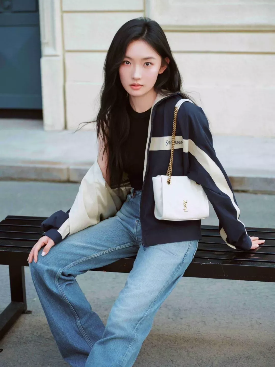 입생로랑 로고 자수 배색 집업 남녀공용 집업 재킷 상세 이미지 21
