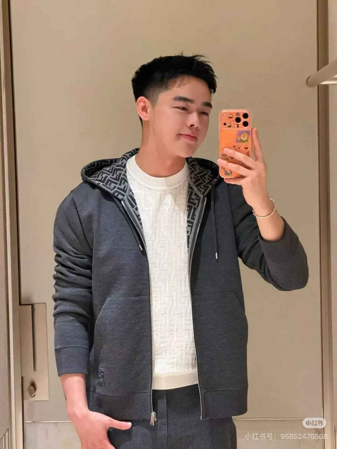 펜디 더블 F 자수 후드 남녀공용 후드 재킷 상세 이미지 12