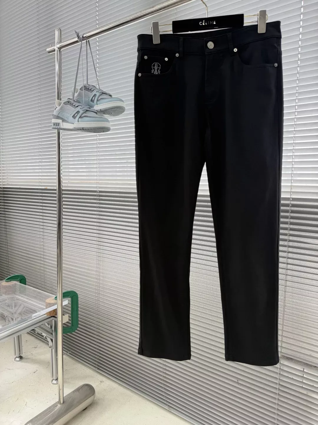 브루넬로쿠치넬리 자수 포인트 코튼 블렌드 남녀공용 캐쥬얼 팬츠 상세 이미지 1