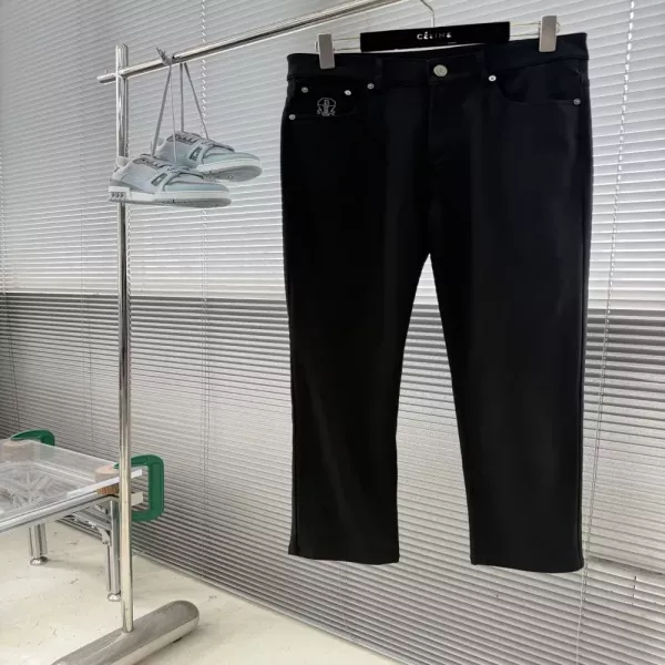 브루넬로쿠치넬리 자수 포인트 코튼 블렌드 남녀공용 캐쥬얼 팬츠