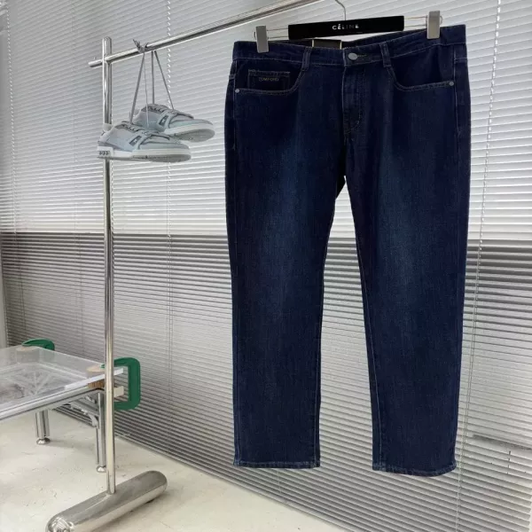 톰포드 딥블루 워싱 스트레치 남녀공용 데님 팬츠