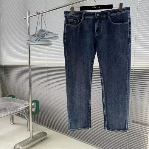 만델리 자수 디테일 워싱 남녀공용 데님 팬츠