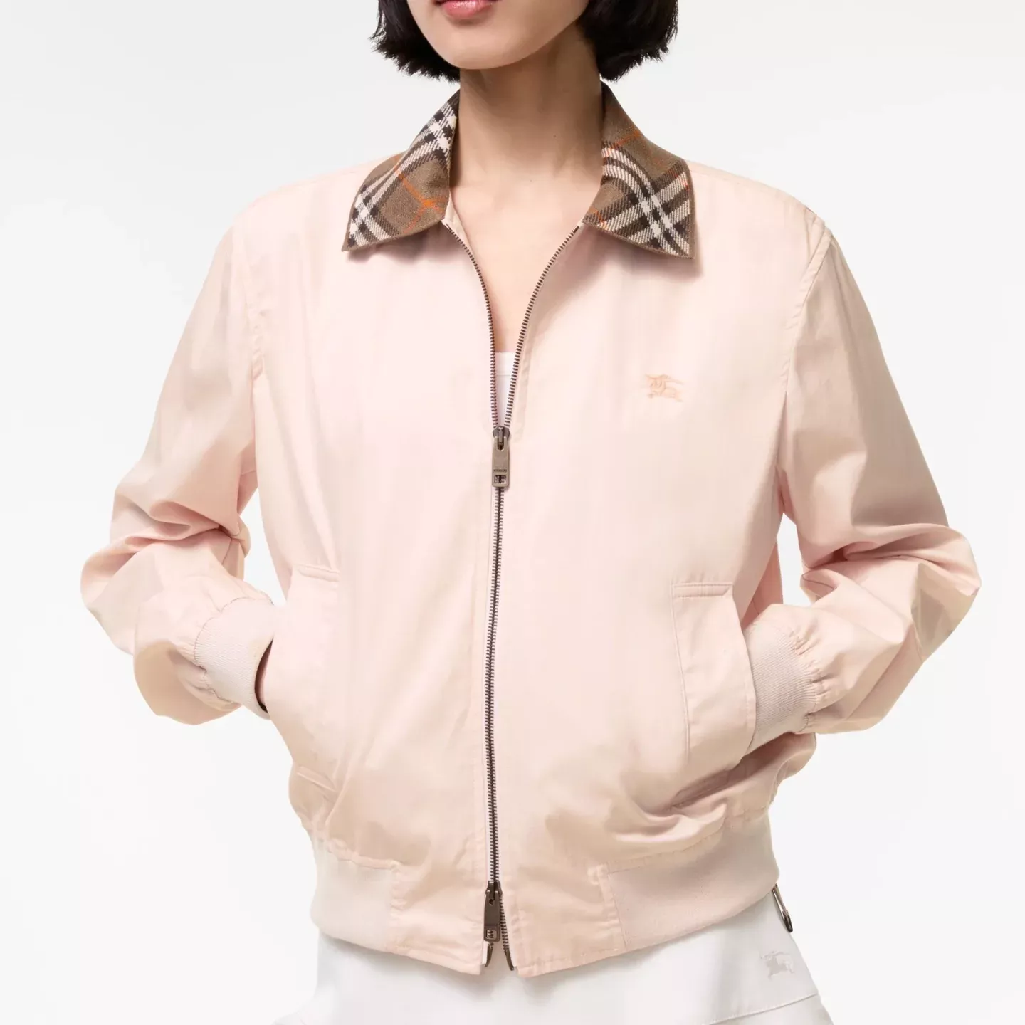 버버리 체크 칼라 슬림핏 여성용 집업 재킷 상세 이미지 64