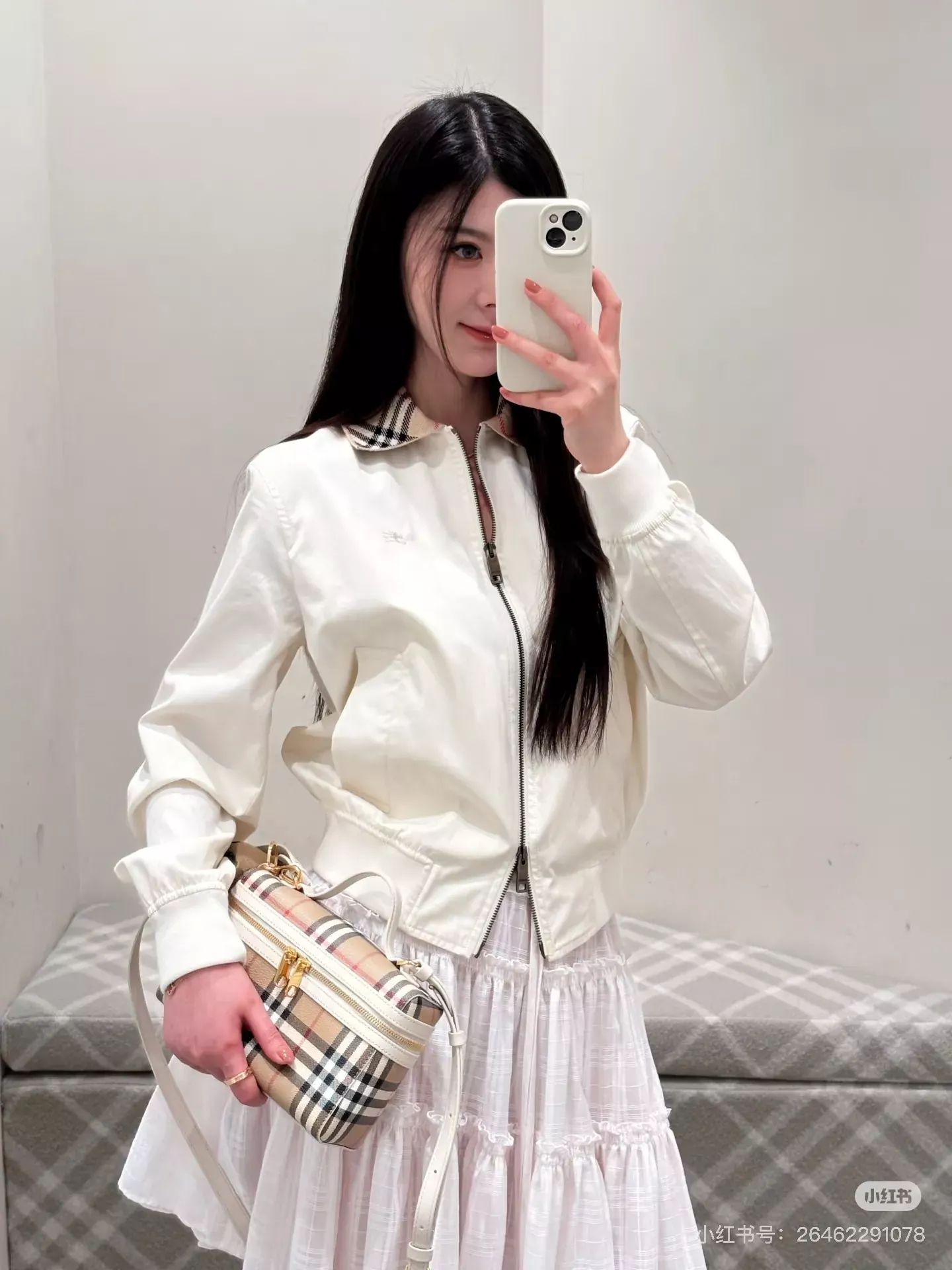 버버리 체크 칼라 슬림핏 여성용 집업 재킷 상세 이미지 72
