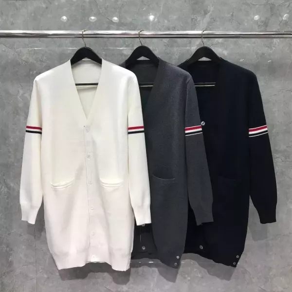 톰브라운 삼선 소매 롱 니트 여성용 긴소매 가디건