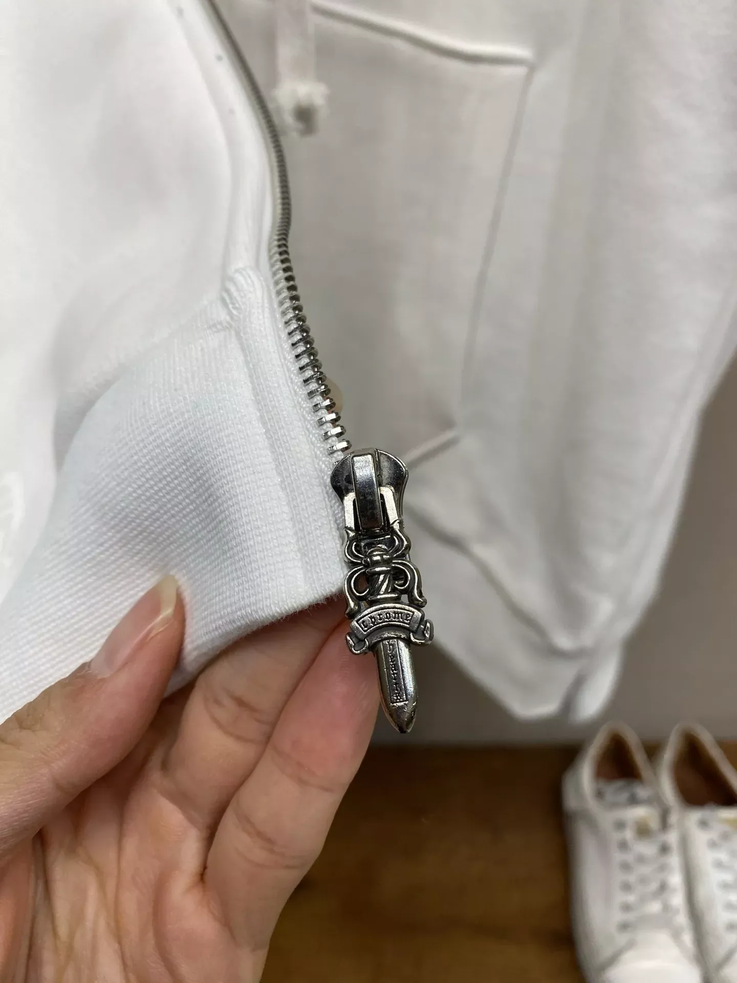 크롬하츠 블루 레터링 기모 남녀공용 후드 재킷 상세 이미지 7