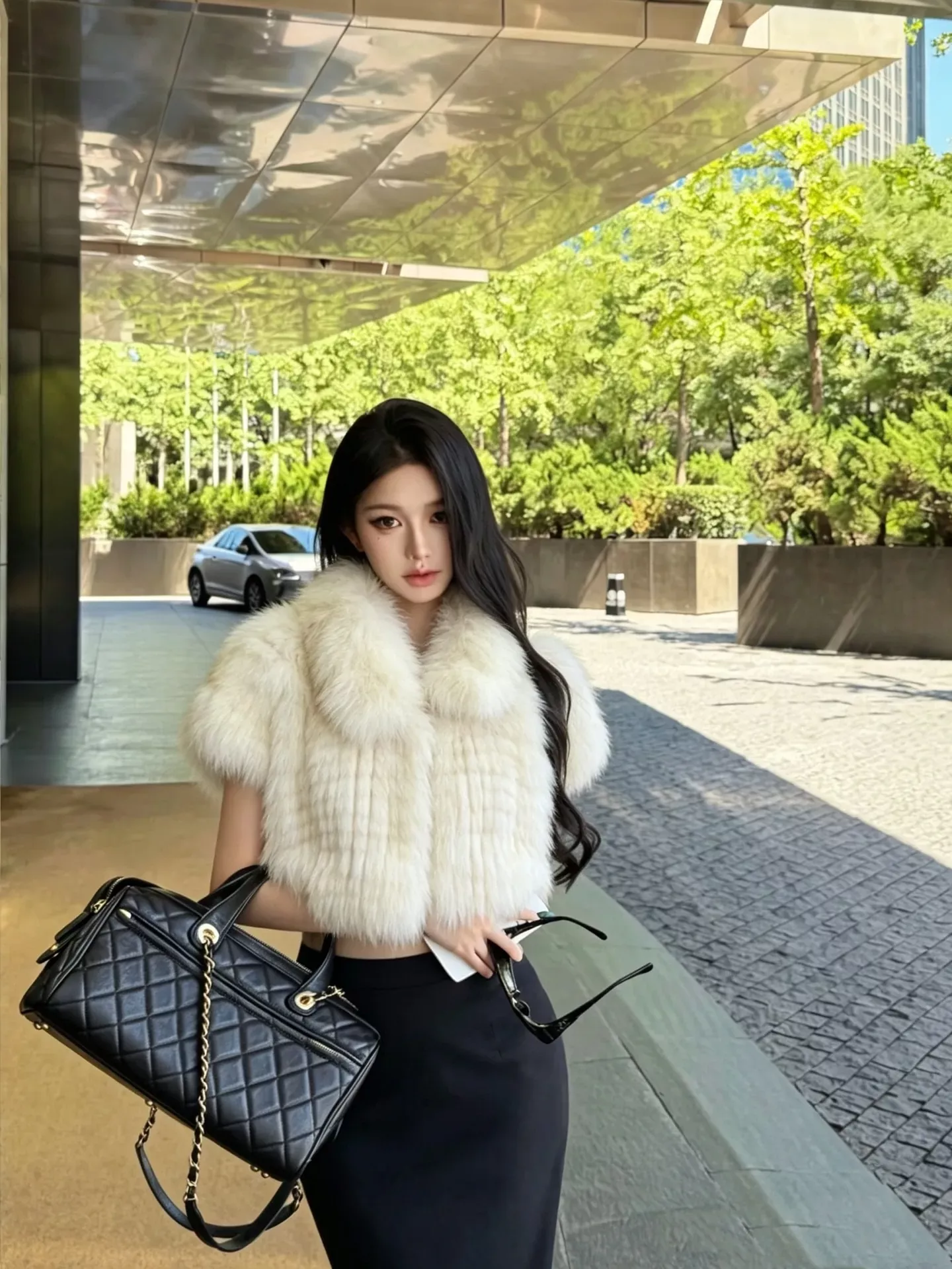 펜디 폭스 퍼 니트 카라 여성용 모피 재킷 상세 이미지 11