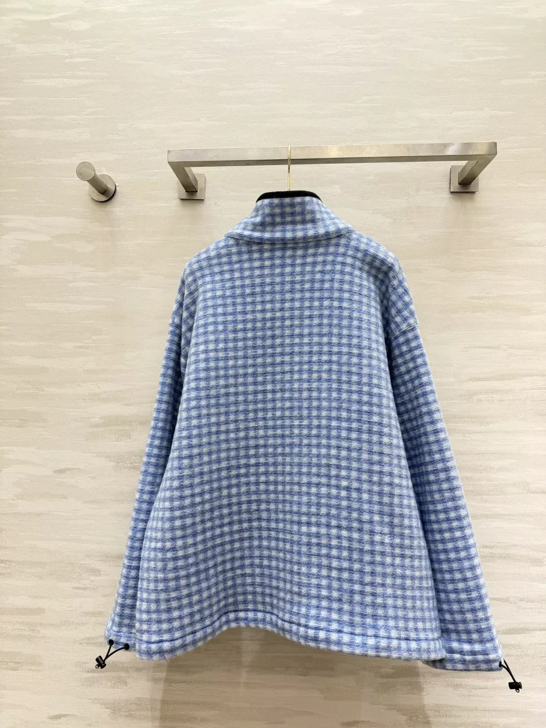 미우미우 체크 집업 플리스 여성용 플리스 재킷 상세 이미지 7
