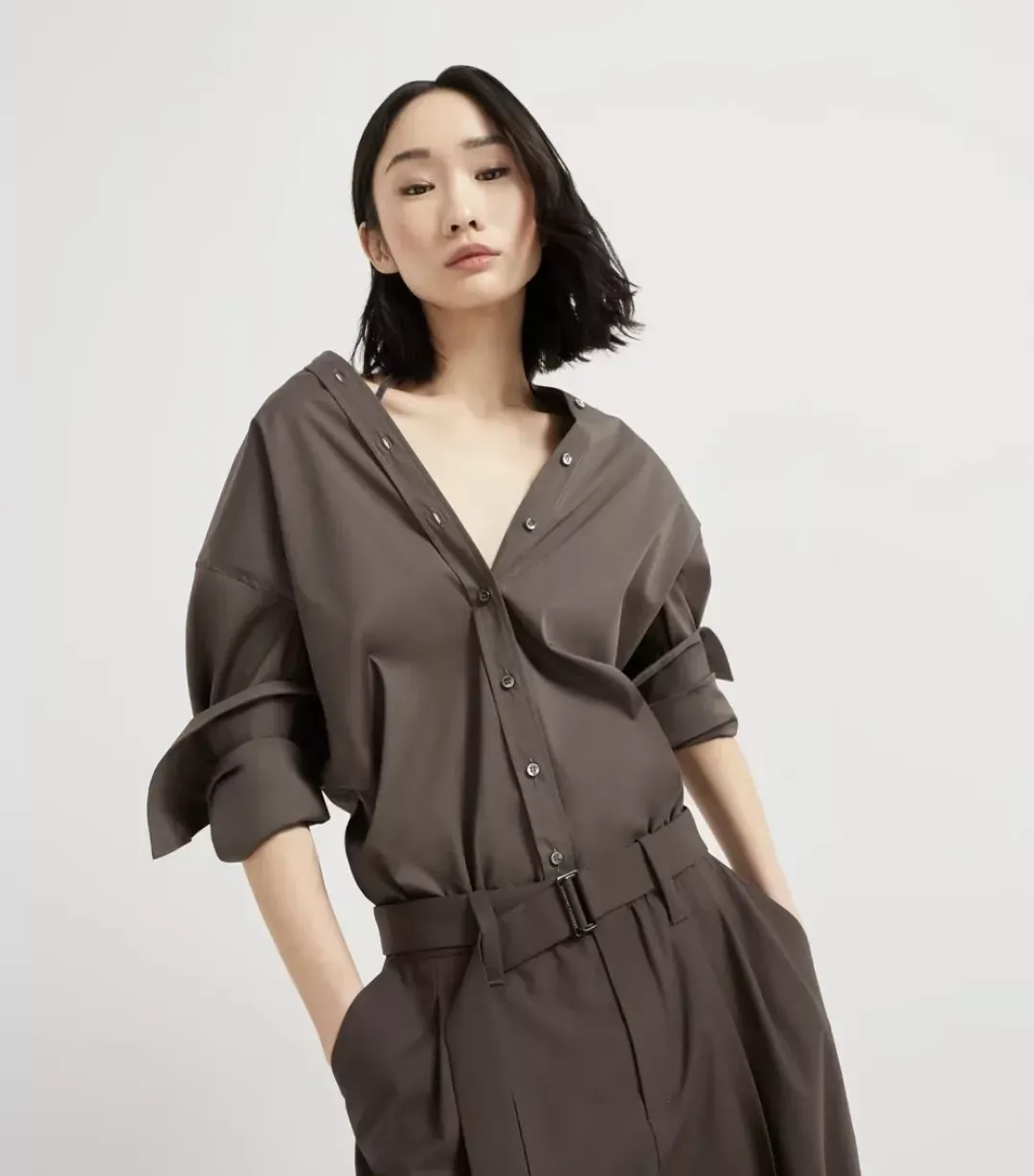 브루넬로쿠치넬리 드레이프 오버사이즈 여성용 긴소매 셔츠 상세 이미지 12