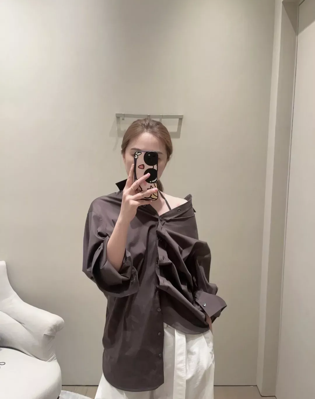 브루넬로쿠치넬리 드레이프 오버사이즈 여성용 긴소매 셔츠 상세 이미지 16