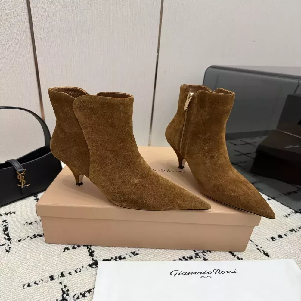 지안비토로시 스웨이드 뾰족코 힐 여성용 앵클 부츠