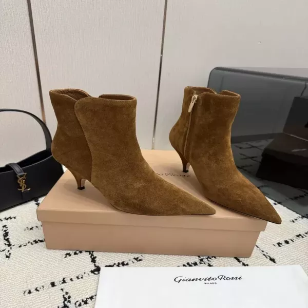 지안비토로시 스웨이드 뾰족코 힐 여성용 앵클 부츠