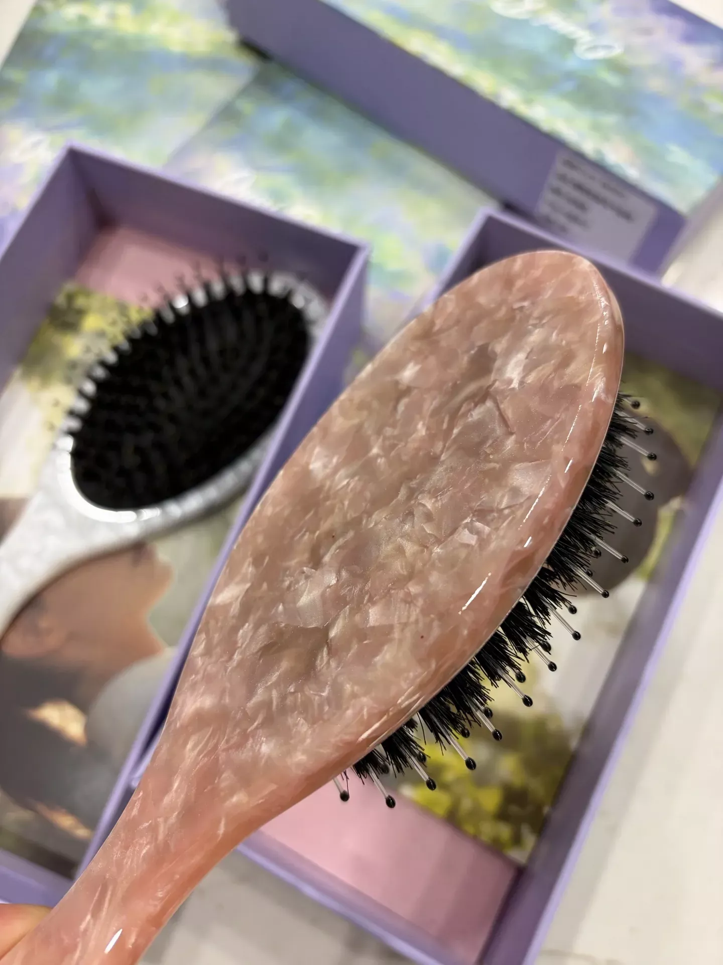 오우미래빗 자개 무늬 쿠션 헤어빗 상세 이미지 5