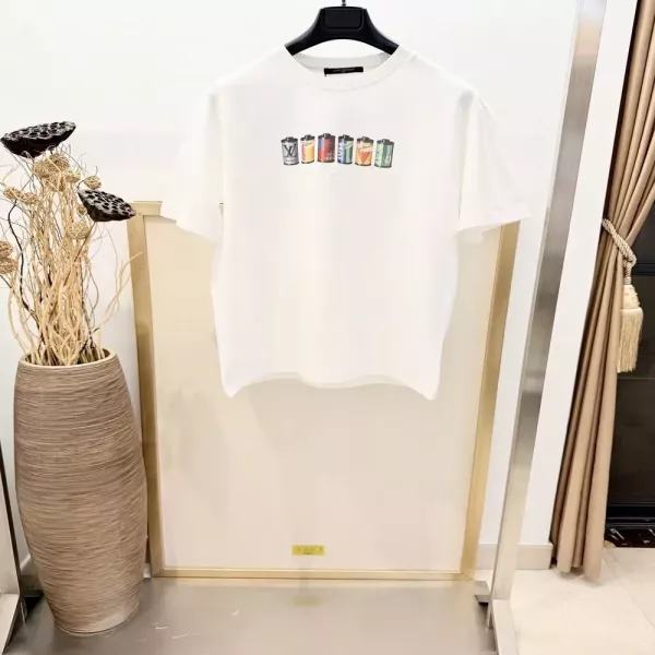 루이비통 필름 캔 프린트 코튼 남녀공용 반소매 티셔츠