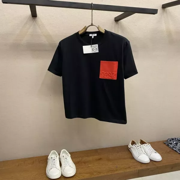 로에베 포켓 배색 루즈핏 남녀공용 반소매 티셔츠