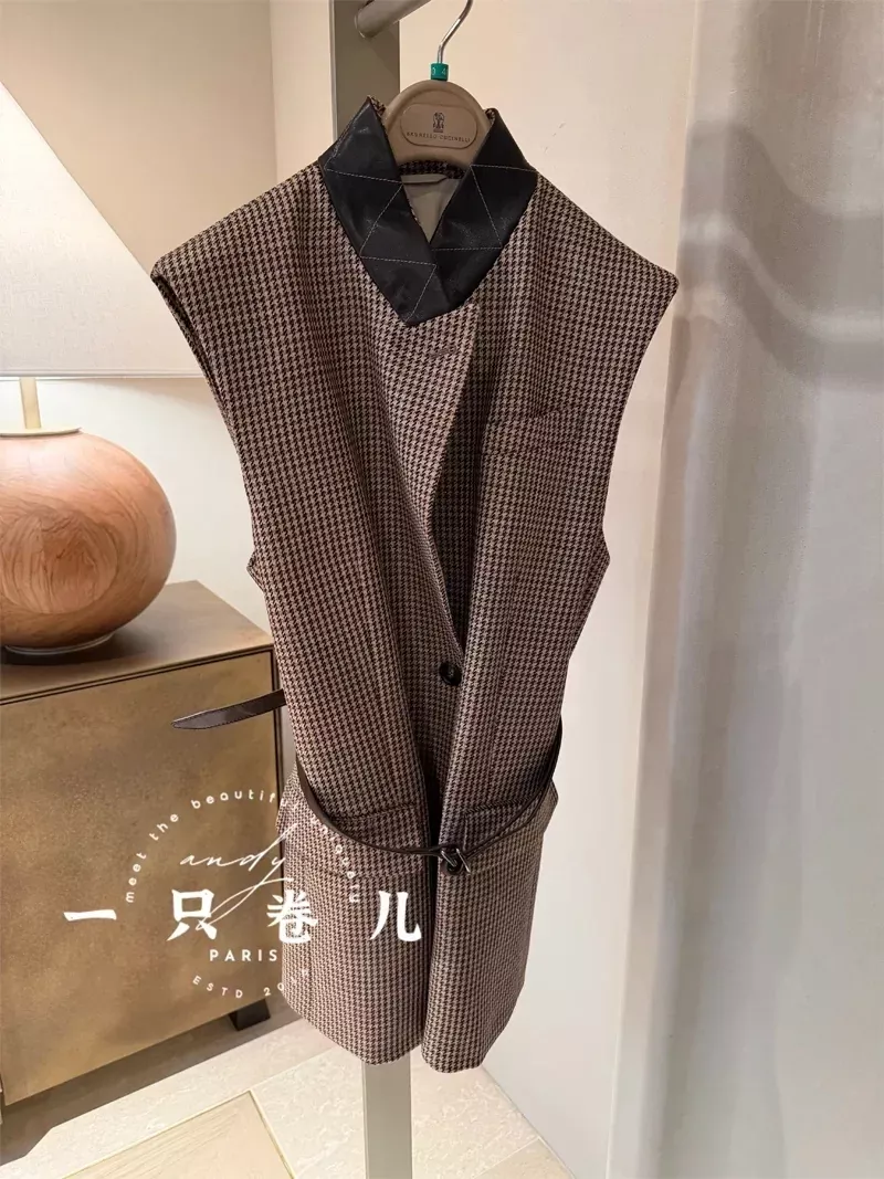 브루넬로쿠치넬리 천조격 울 혼방 벨트 여성용 버튼 조끼 상세 이미지 24