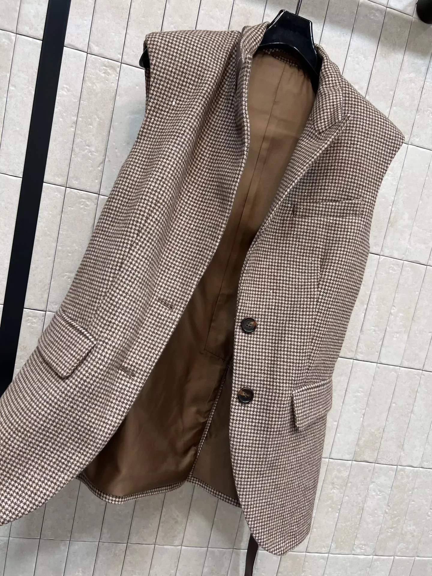 브루넬로쿠치넬리 천조격 울 혼방 벨트 여성용 버튼 조끼 상세 이미지 6