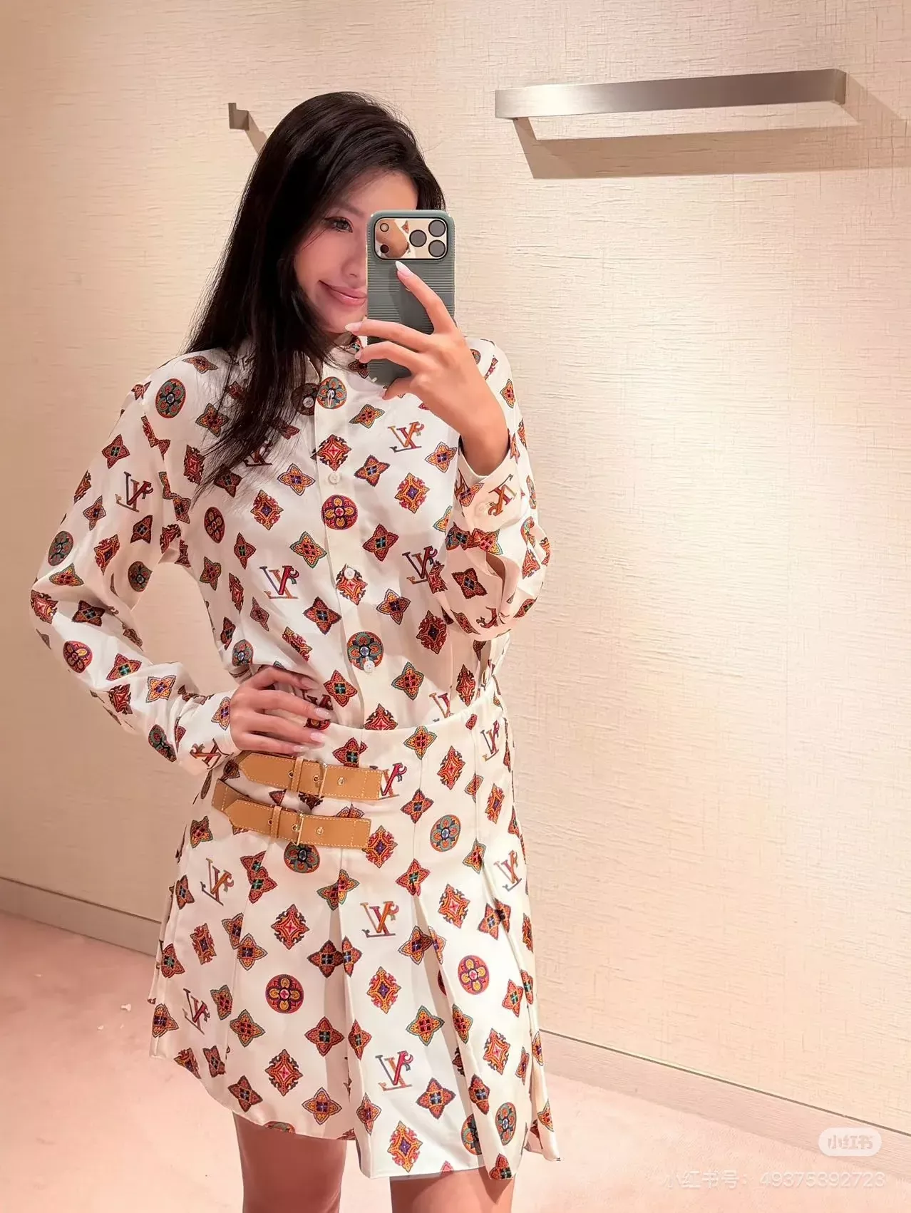 루이비통 기하학 프린트 여성용 긴소매 셔츠 상세 이미지 18