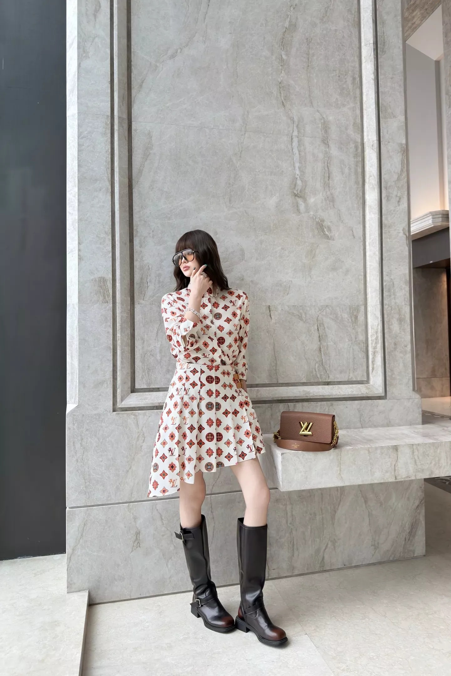 루이비통 기하학 프린트 여성용 긴소매 셔츠 상세 이미지 26
