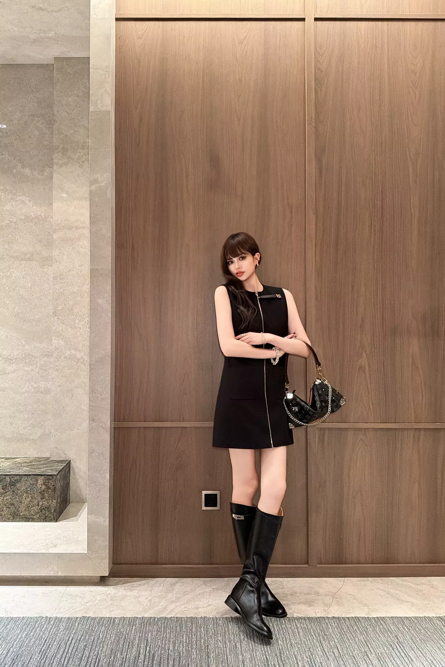 루이비통 울 혼방 집업 포켓 여성용 원피스 상세 이미지 27
