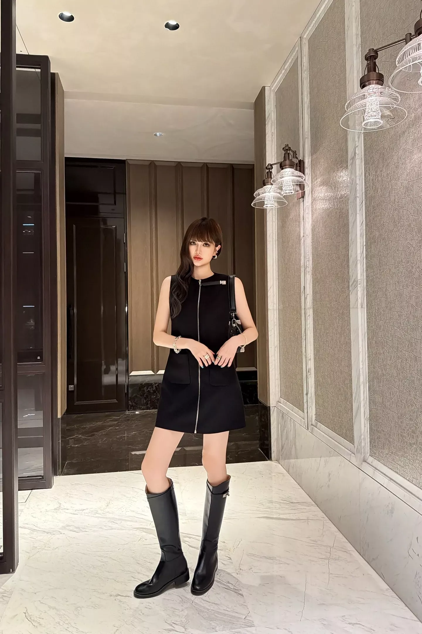 루이비통 울 혼방 집업 포켓 여성용 원피스 상세 이미지 31