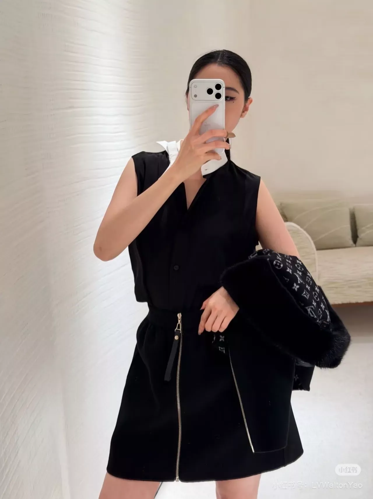 루이비통 배색 리본 민소매 여성용 민소매 셔츠 상세 이미지 21
