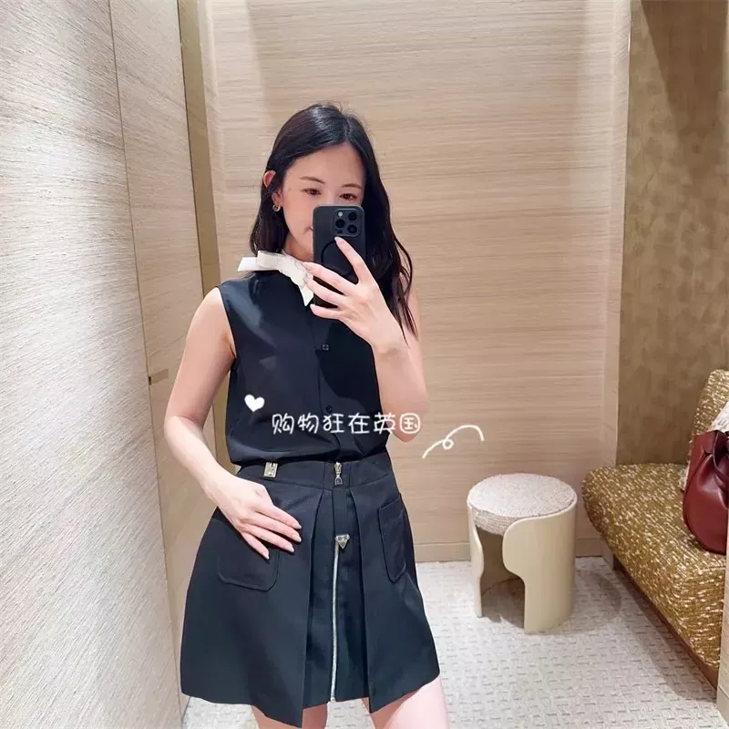 루이비통 배색 리본 민소매 여성용 민소매 셔츠 상세 이미지 30