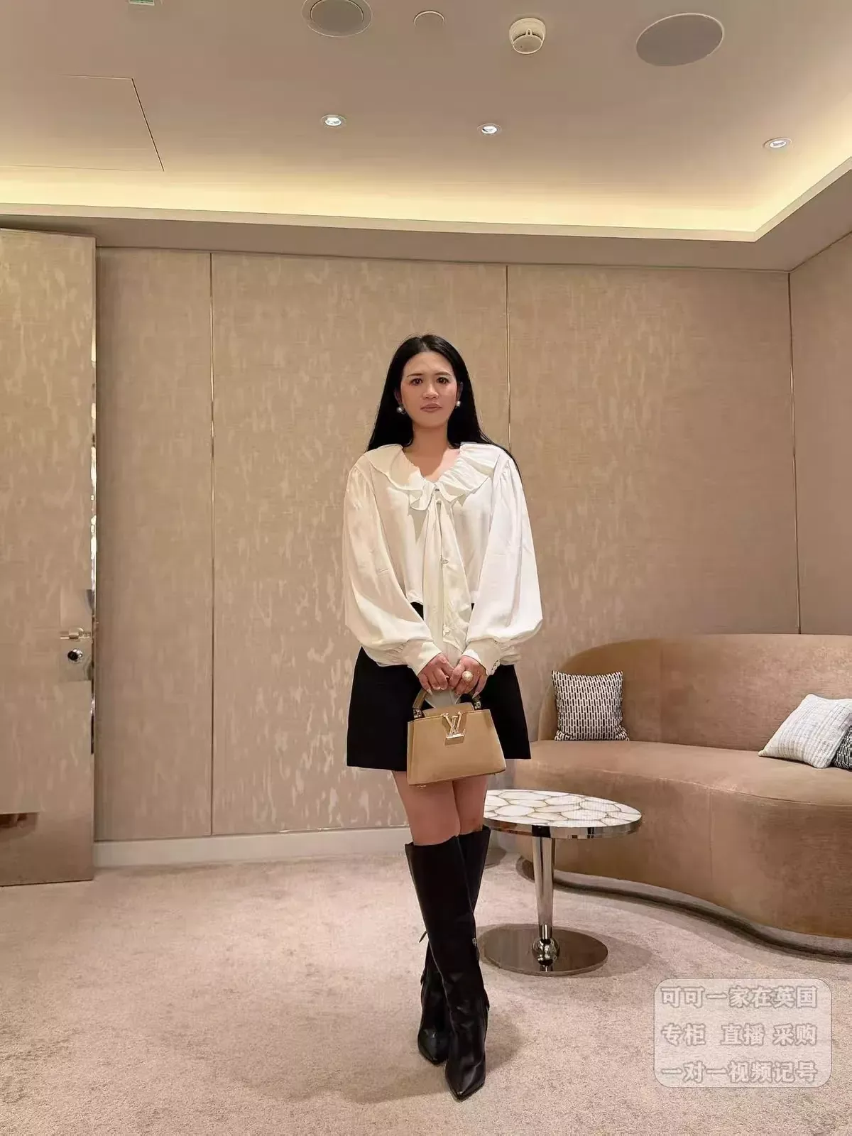 루이비통 리본 타이 프릴 칼라 여성용 긴소매 블라우스 상세 이미지 25