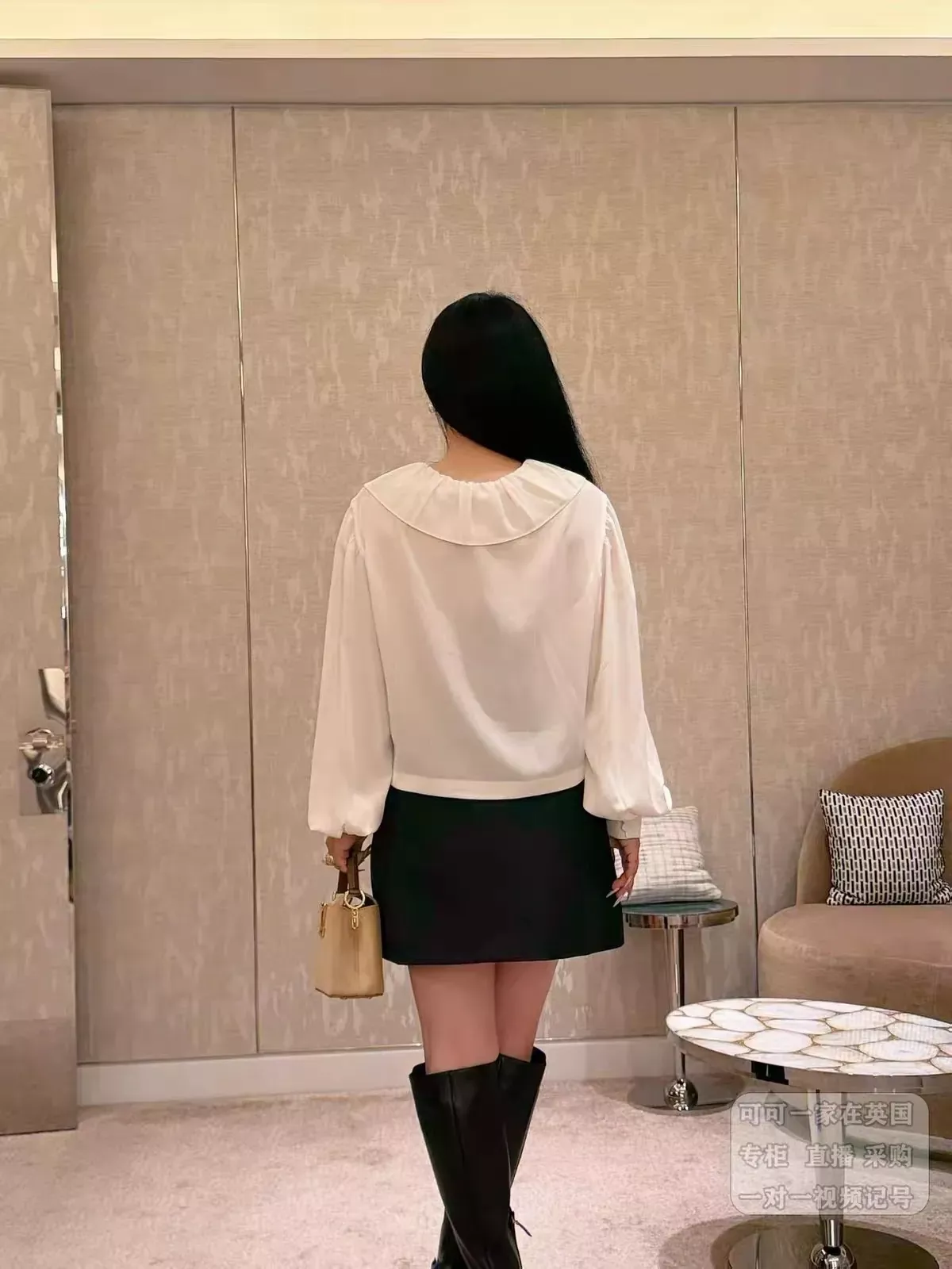 루이비통 리본 타이 프릴 칼라 여성용 긴소매 블라우스 상세 이미지 27