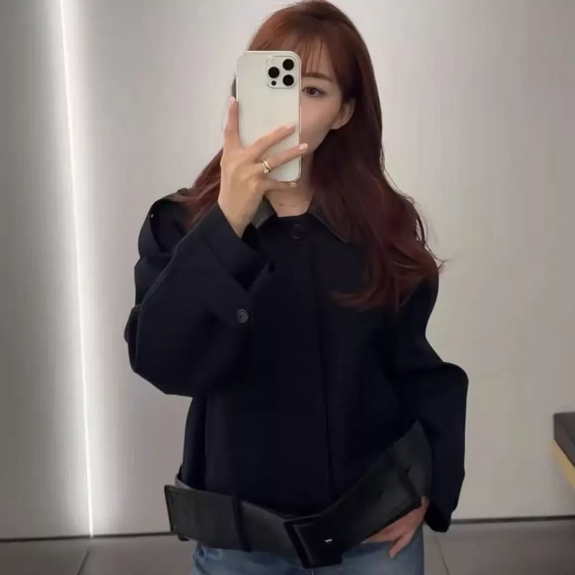 셀린느 가죽 카라 벨트 여성용 가죽 재킷 상세 이미지 15