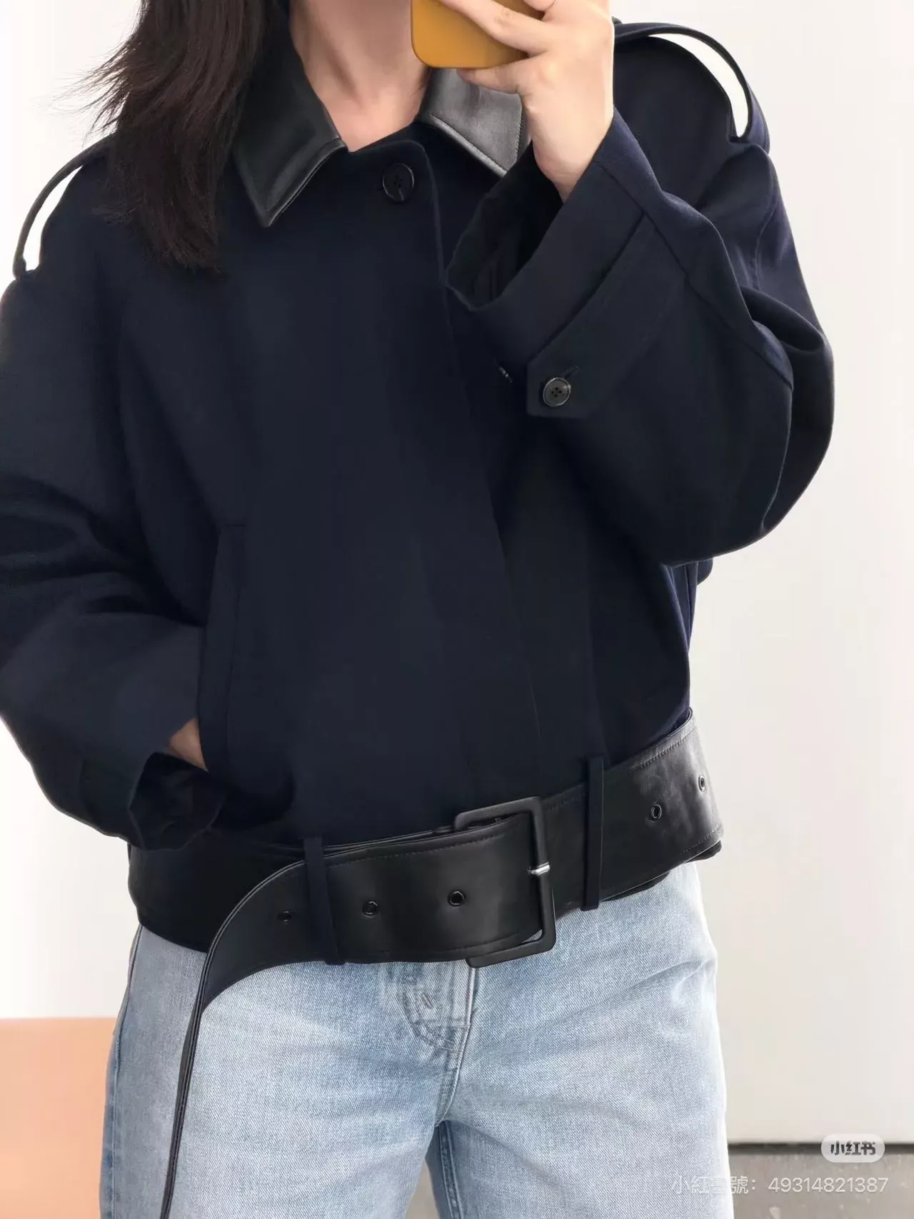 셀린느 가죽 카라 벨트 여성용 가죽 재킷 상세 이미지 19